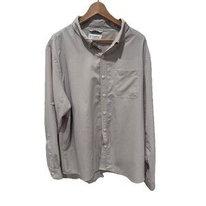 Coolibar Mens UPF 50+Sun Protection Long Sleeve Button Down Shirt Beige Size XL